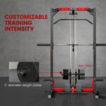Smith Machine Power Rack with Pull Up Bar, Lat Pull Down System, Landmine, Squat Rack, Barbell Bar, for Home Gym - Image 6