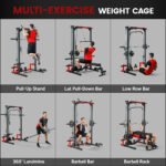Smith Machine Power Rack with Pull Up Bar, Lat Pull Down System, Landmine, Squat Rack, Barbell Bar, for Home Gym - Image 2