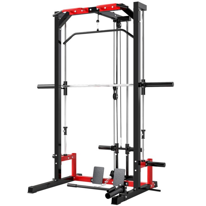 Smith Machine Rack Pull Smith Machine Power Rack with Pull Up Bar, Lat Pull Down System ...