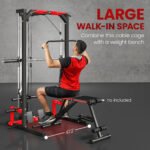 Smith Machine Power Rack with Pull Up Bar, Lat Pull Down System, Landmine, Squat Rack, Barbell Bar, for Home Gym - Image 7