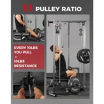 Smith Machine Home Gym Power Cage 1:1 Ratio Strength Trainer (Space Saving Design) (with 8 Free Attachments) Squat Rack for Ful - Image 3